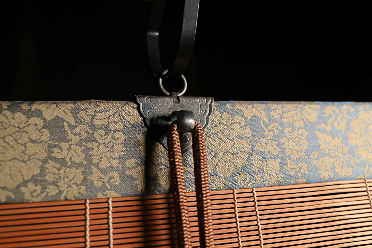 FINE!Japanese furniture bamboo curtain Window Screen Shade Blind hanging roll with silk, hook, tassel H66.9×W34.6in/H170×W87.7cm