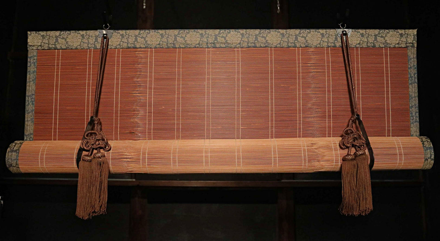 FINE!Japanese furniture bamboo curtain Window Screen Shade Blind hanging roll with silk, hook, tassel H66.9×W34.6in/H170×W87.7cm