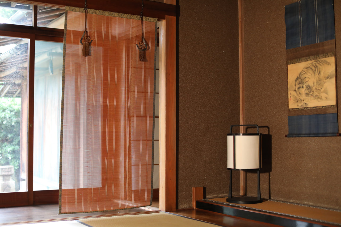 FINE!Japanese furniture bamboo curtain Window Screen Shade Blind hanging roll with silk, hook, tassel H66.9×W34.6in/H170×W87.7cm