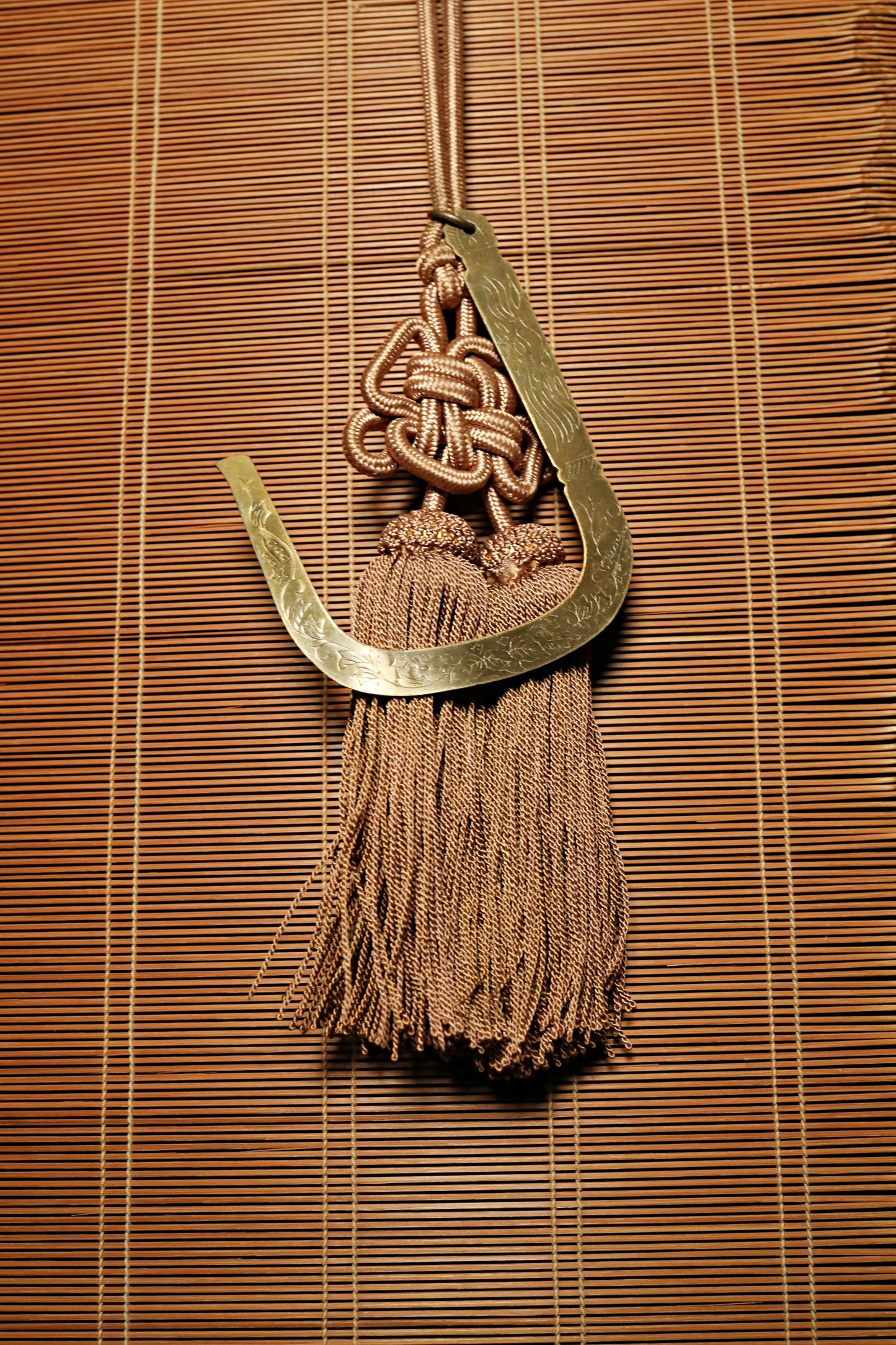 Japanese furniture bamboo curtain Window Screen Shade Blind hanging roll with silk, hook, tassel H66.9×W34.4in/H170×W87.4cm