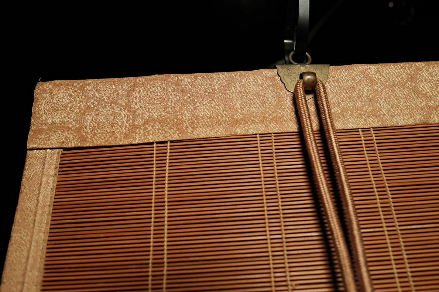 Japanese furniture bamboo curtain Window Screen Shade Blind hanging roll with silk, hook, tassel H66.9×W34.4in/H170×W87.4cm