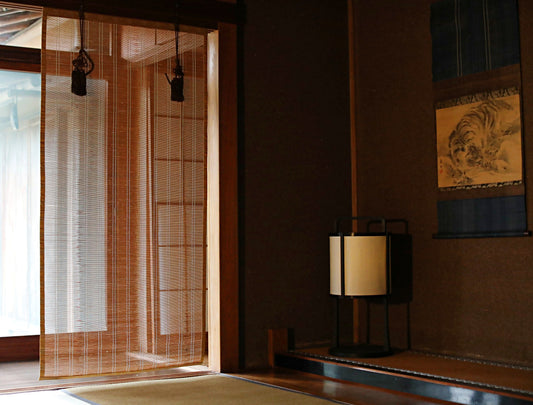 Japanese furniture bamboo curtain Window Screen Shade Blind hanging roll with silk, hook, tassel H66.1×W34.6in/H168×W88cm