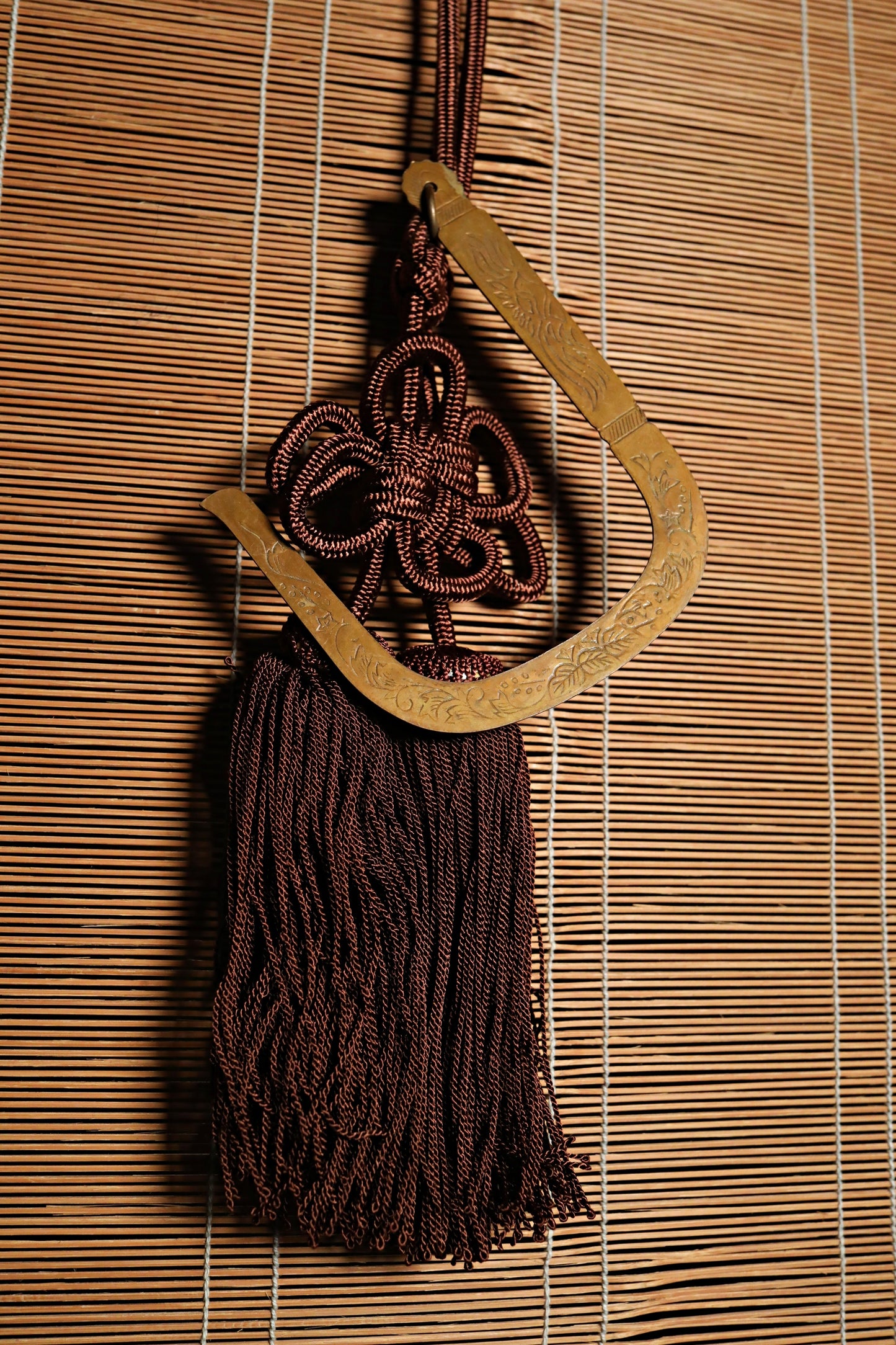 Japanese furniture bamboo curtain Window Screen Shade Blind hanging roll with silk, hook, tassel H66.1×W34.6in/H168×W88cm