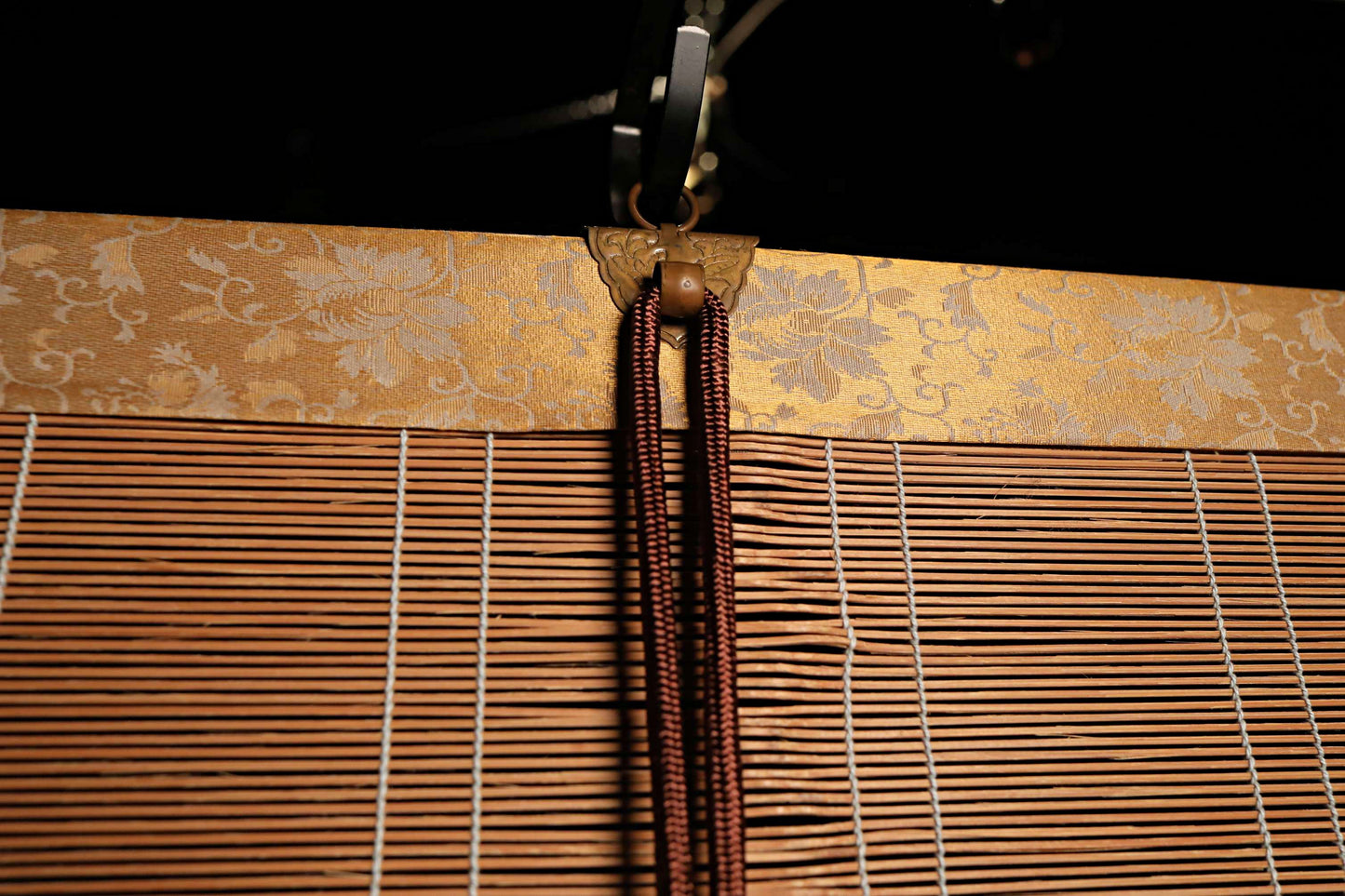 Japanese furniture bamboo curtain Window Screen Shade Blind hanging roll with silk, hook, tassel H66.1×W34.6in/H168×W88cm