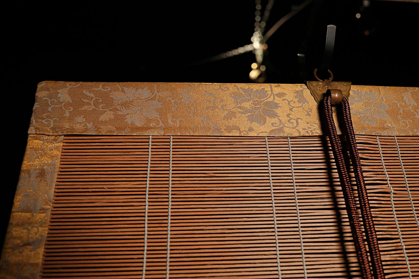 Japanese furniture bamboo curtain Window Screen Shade Blind hanging roll with silk, hook, tassel H66.1×W34.6in/H168×W88cm