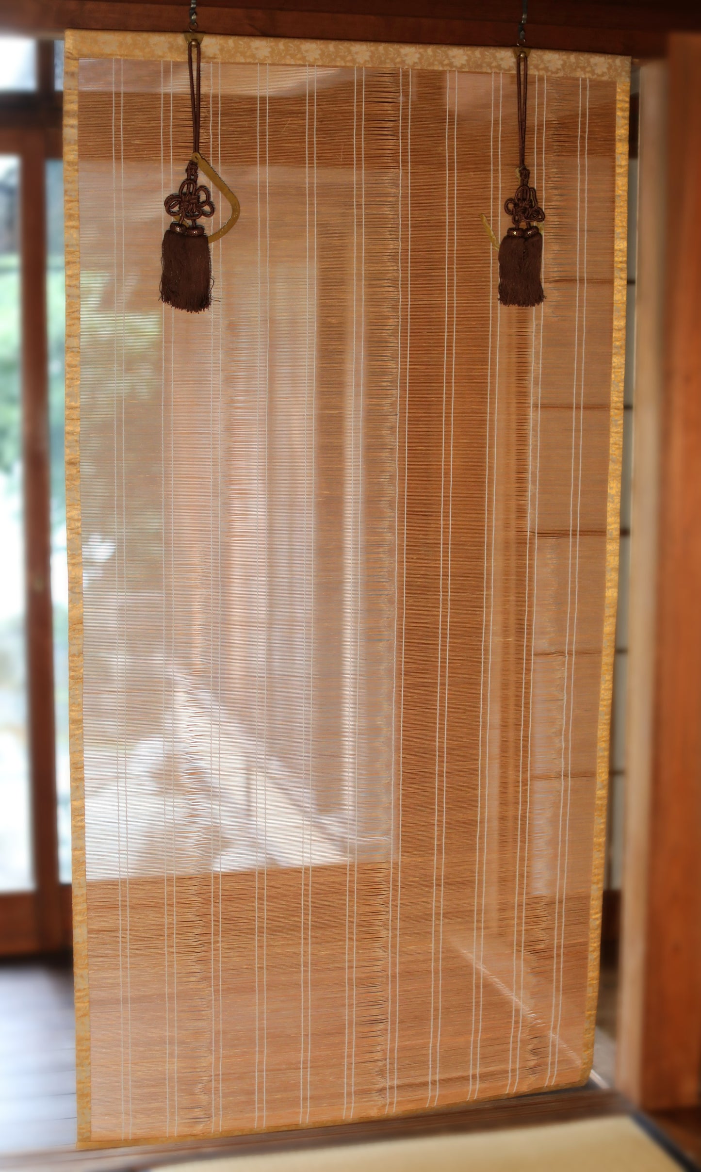 Japanese furniture bamboo curtain Window Screen Shade Blind hanging roll with silk, hook, tassel H66.1×W34.6in/H168×W88cm