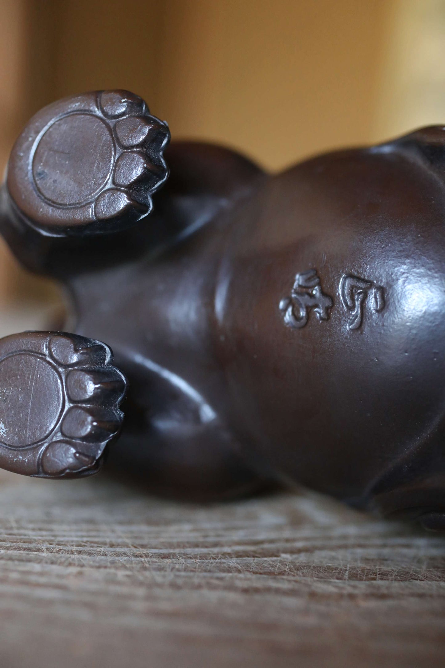 FINE! Japanese vintage Bronze statue censer Koro shishi lion with signed, animal Incense burner 1950s buddhist temple H6.3xW7.5in/H16xW19cm