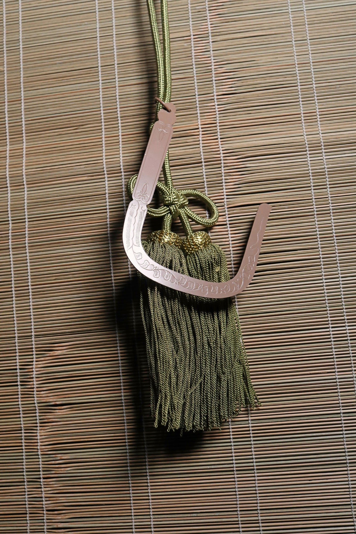 Japanese Bamboo Window Blind, Silk Trim and Tassel (H66.9×W34.6in/H170×W88cm)