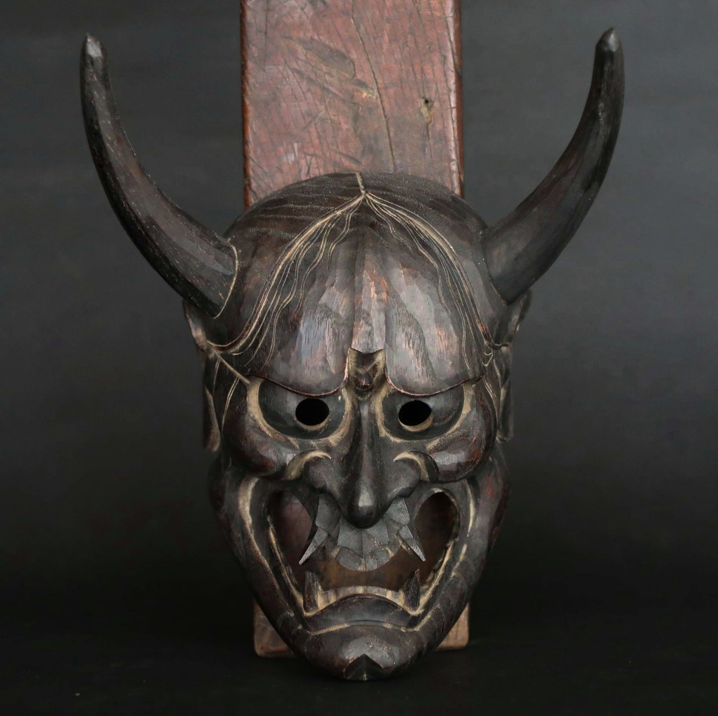 Noh Mask HANNYA wooden mask female demon Black Japanese Antique ornament wall art