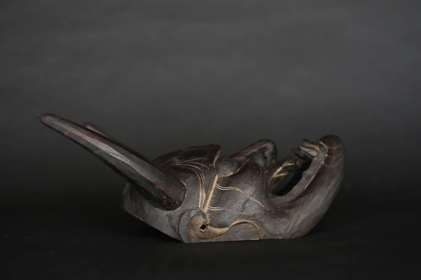 Noh Mask HANNYA wooden mask female demon Black Japanese Antique ornament wall art