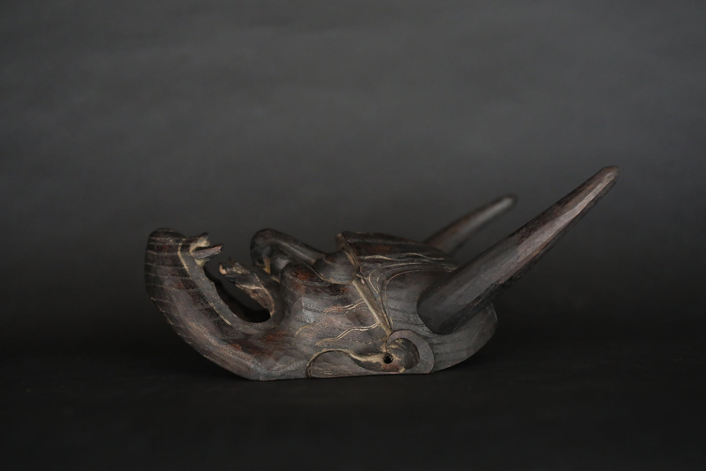 Noh Mask HANNYA wooden mask female demon Black Japanese Antique ornament wall art