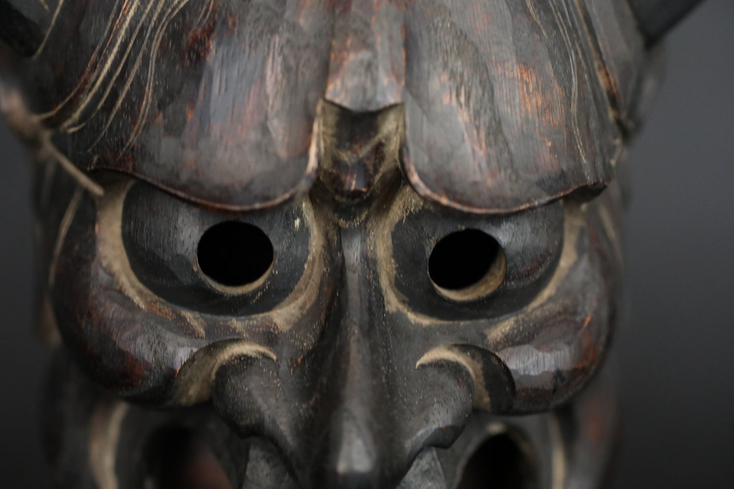 Noh Mask HANNYA wooden mask female demon Black Japanese Antique ornament wall art