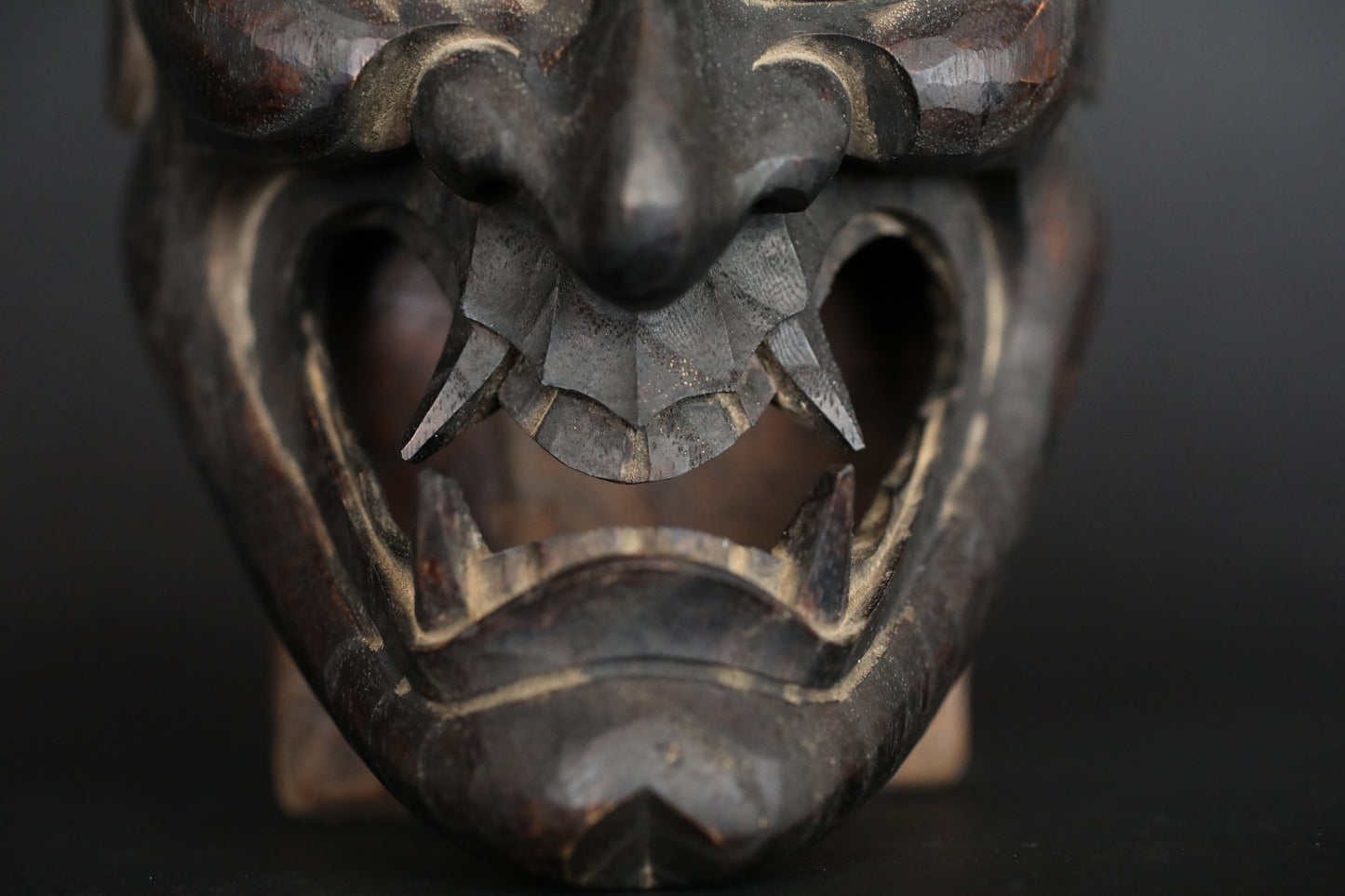 Noh Mask HANNYA wooden mask female demon Black Japanese Antique ornament wall art