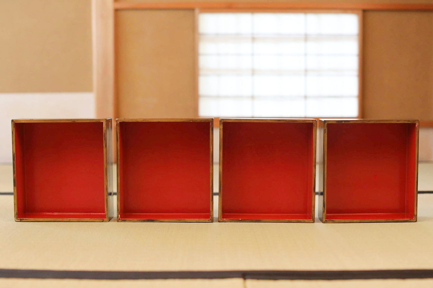 Antique Japanese Lacquer Jubako Box: Edo Pine Tree Makie, 4-Tiered