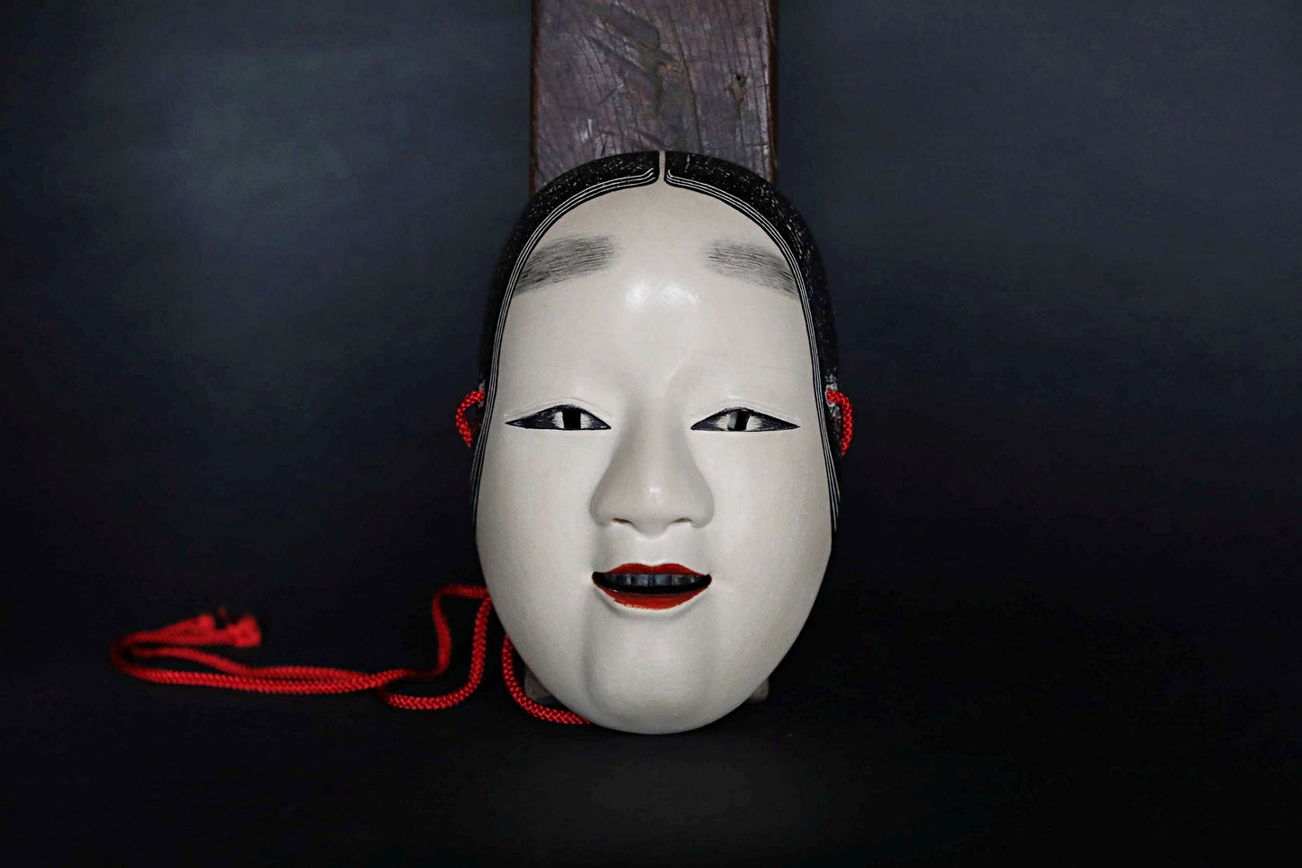 Japanese NOH mask wood carving KOOMOTE wall ornament Famous master signed boxed
