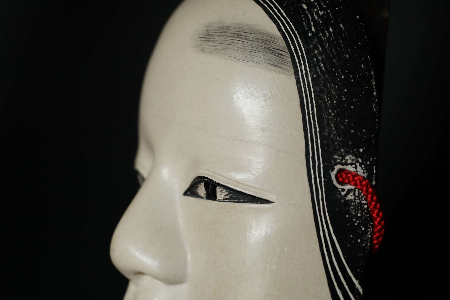 Japanese NOH mask wood carving KOOMOTE wall ornament Famous master signed boxed