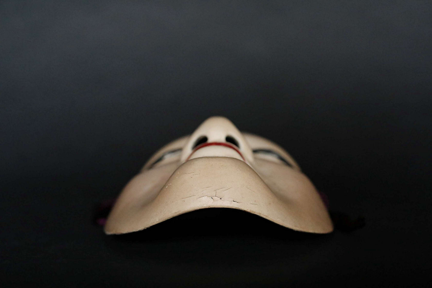 Japanese antique NOH mask wood carving FUKAI wall ornament Signed with silk bag