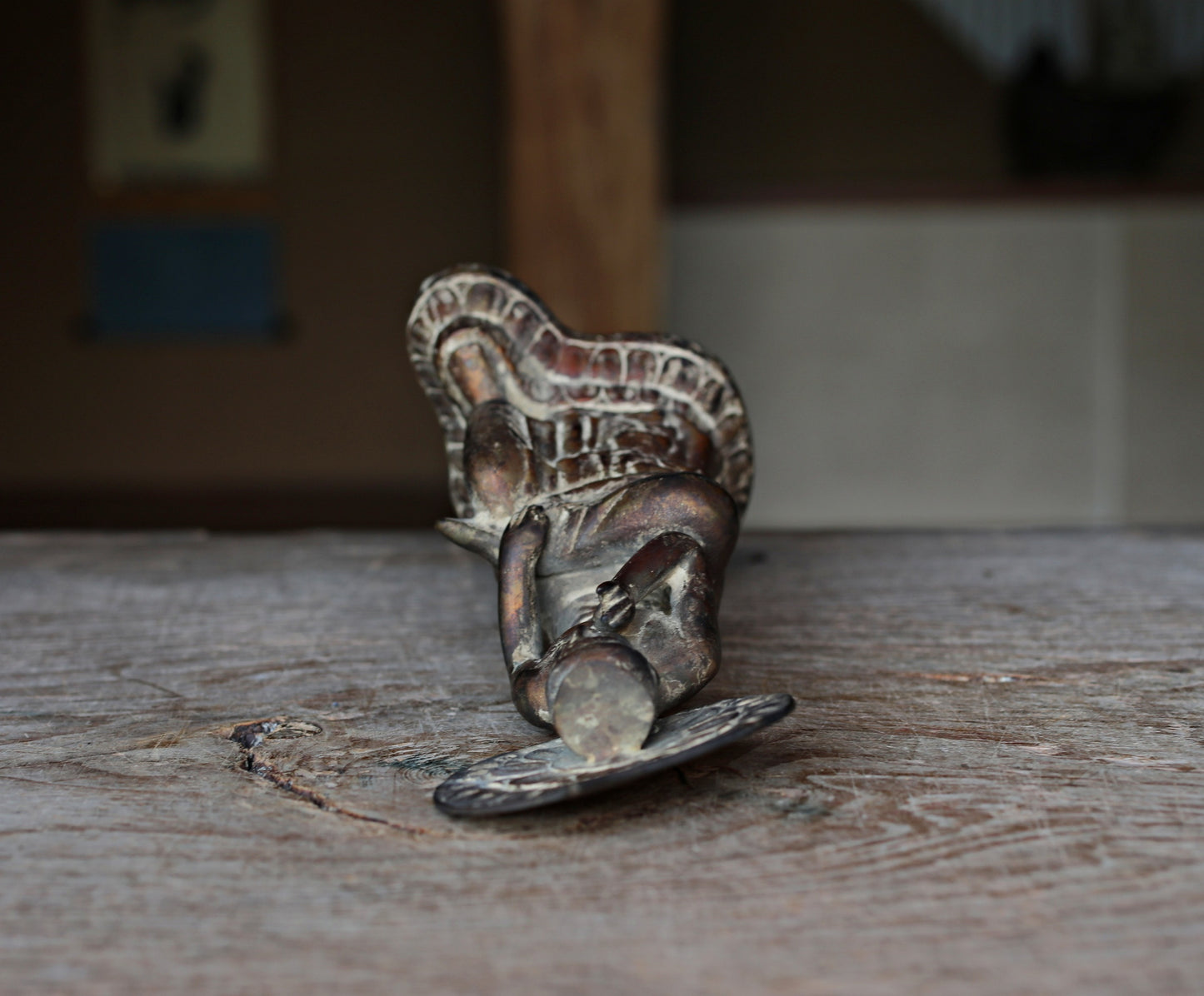 Japanese antique Bronze buddha Miroku Maitreya Bodhisattva statue buddhist temple statue (H10.8in/27.5cm)