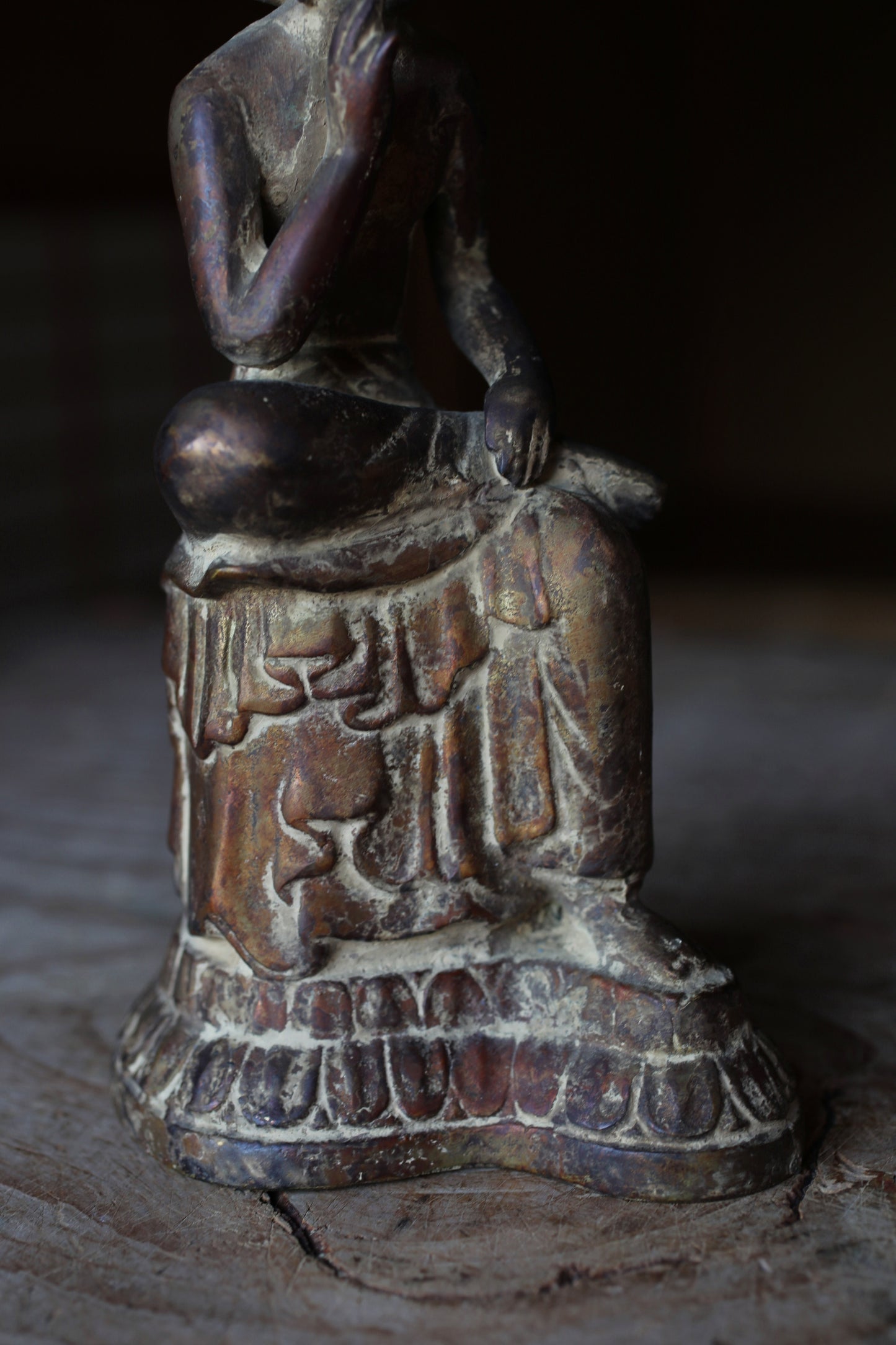 Japanese antique Bronze buddha Miroku Maitreya Bodhisattva statue buddhist temple statue (H10.8in/27.5cm)