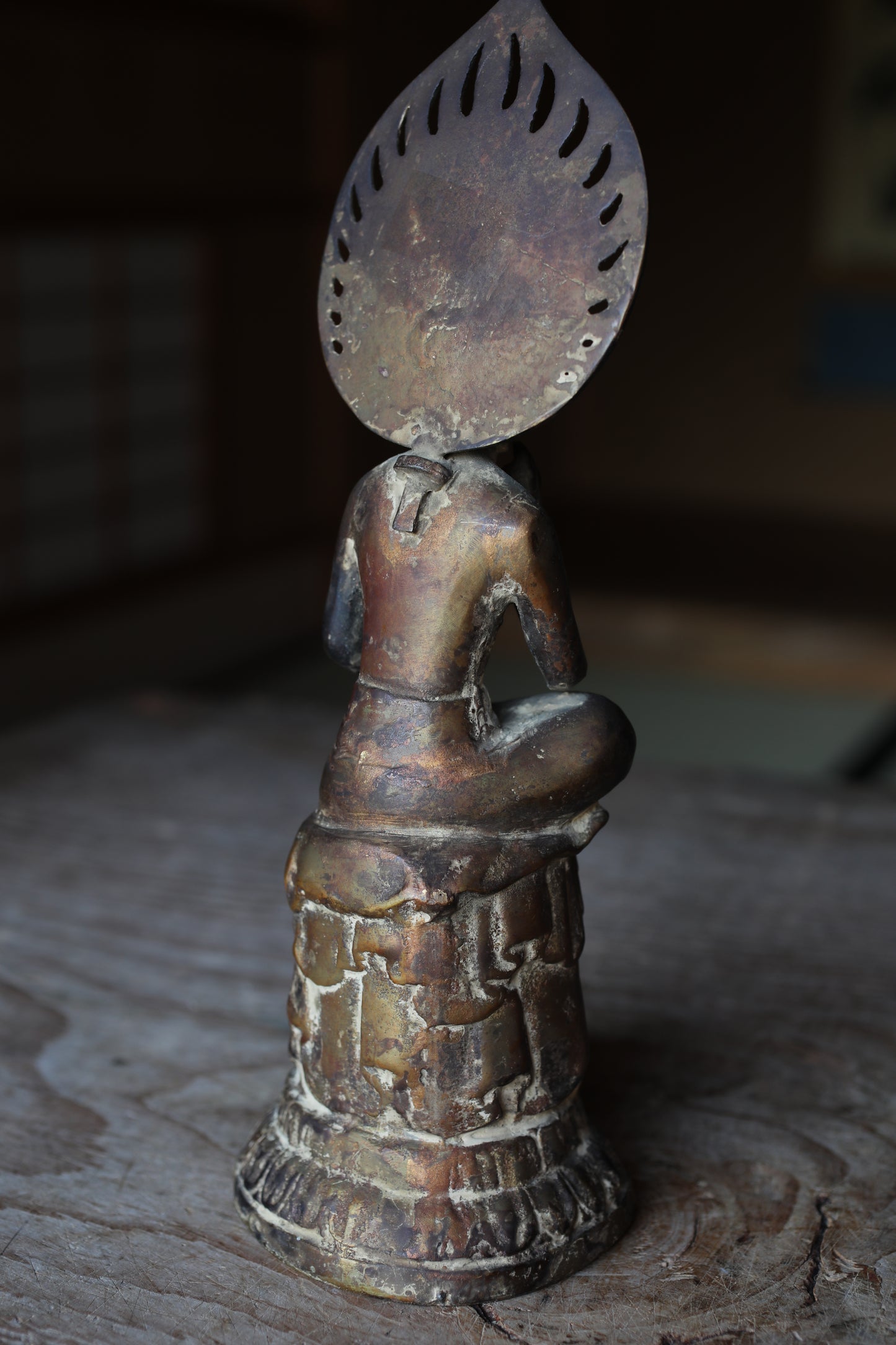 Japanese antique Bronze buddha Miroku Maitreya Bodhisattva statue buddhist temple statue (H10.8in/27.5cm)