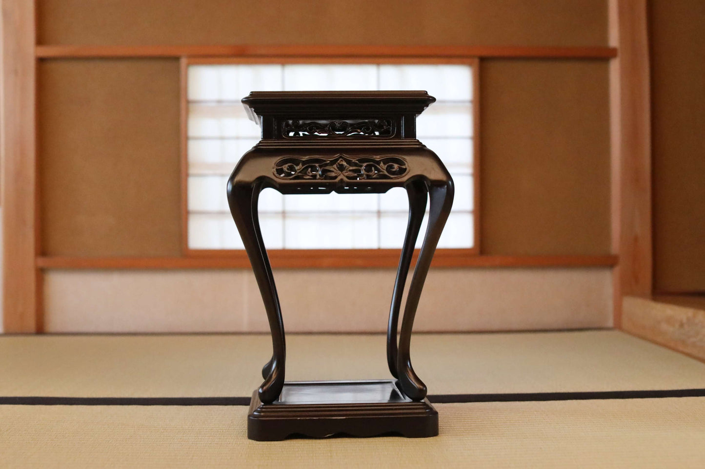Japanese furniture ebony pedestal decoration stand, for ikebana, bonsai  H16.9in/H43cm