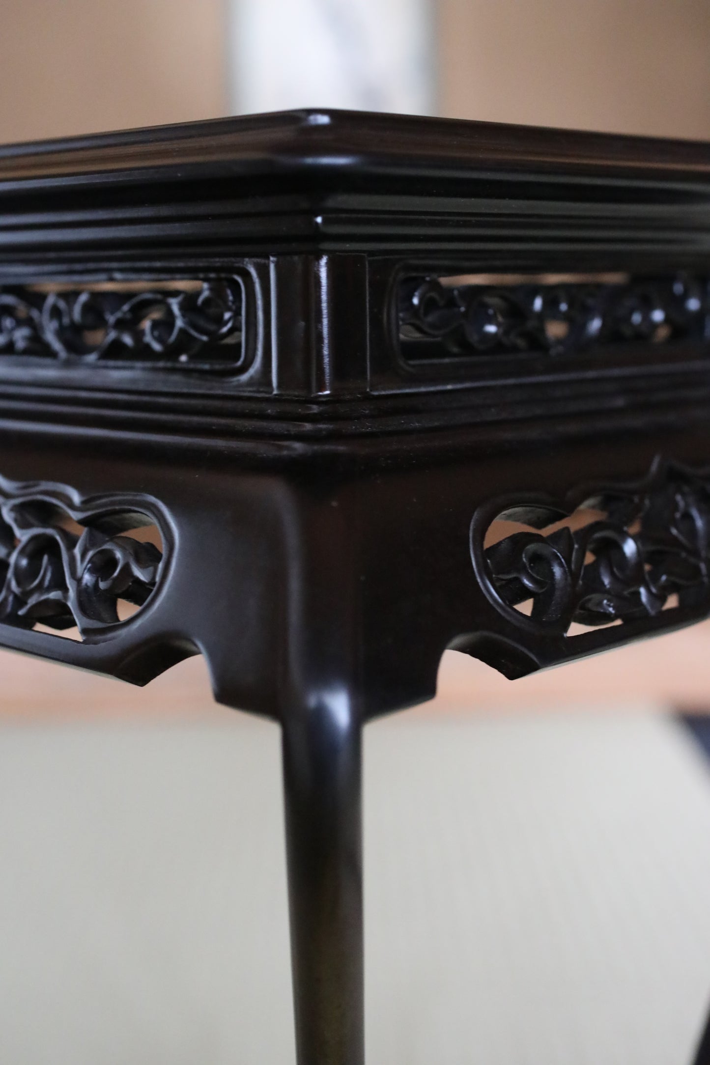 Japanese furniture ebony pedestal decoration stand, for ikebana, bonsai  H16.9in/H43cm