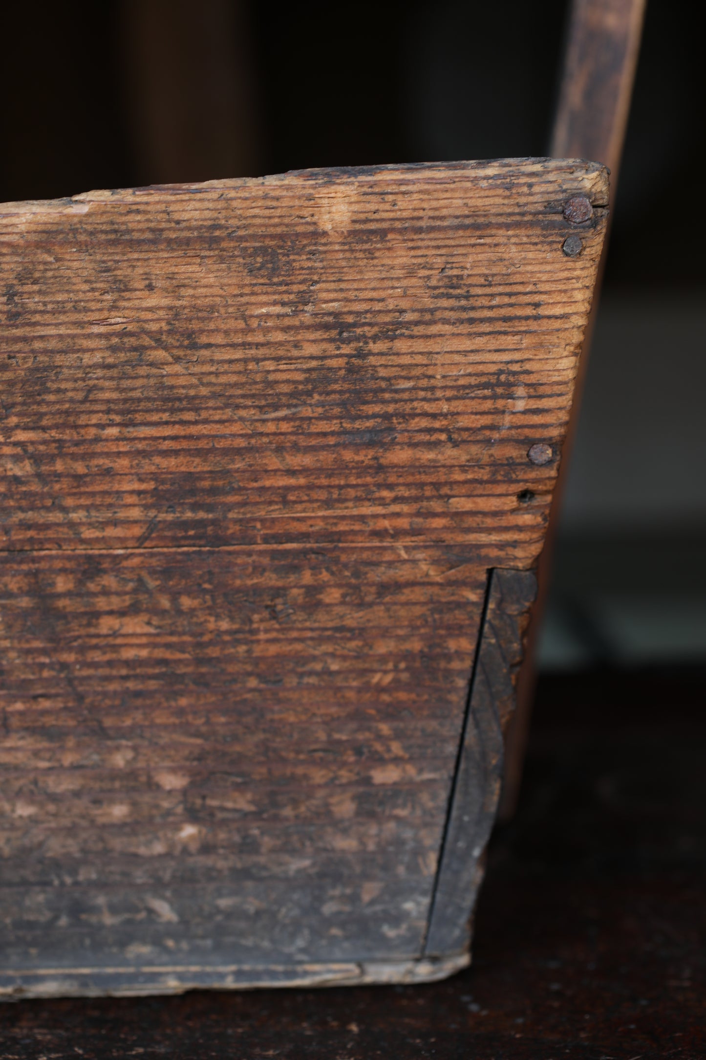 Japanese Vintage Wooden Charcoal Container, Kenzan Vase Set