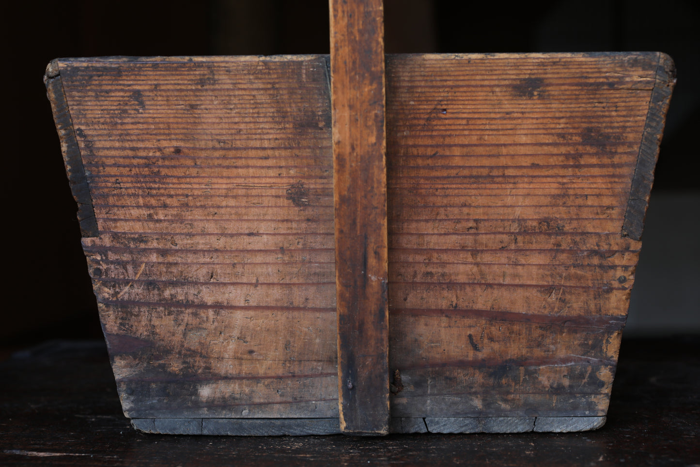 Japanese Vintage Wooden Charcoal Container, Kenzan Vase Set