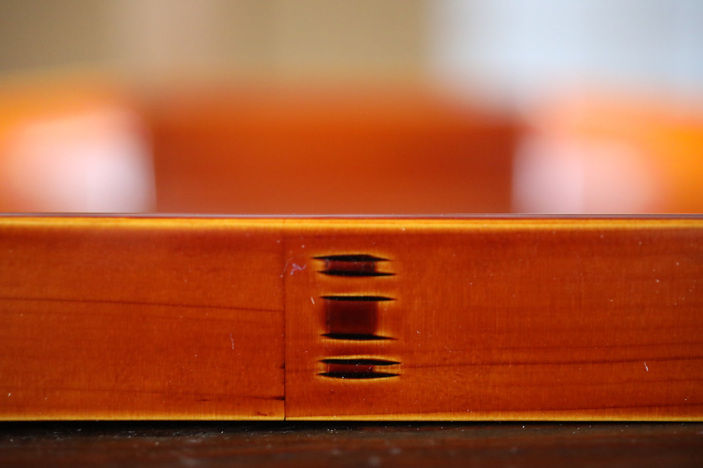 Japanese Vintage Lacquer hexagonal tray wooden Reddish brown brand Kanji calligraphy, 春慶 shunkei for Tea ceremony tray W12in/30.6cm