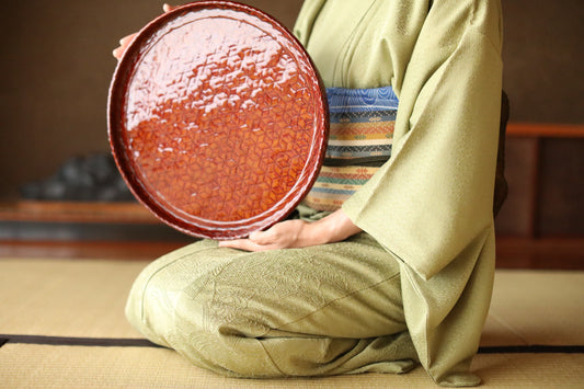 Japanese lacquer bamboo tray