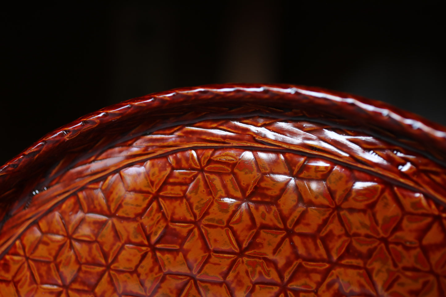 Japanese vintage beautiful round bamboo woven lacquered tray for Tea ceremony, Japanese traditional handcraft  H1.1xW14.3in/H2.7xW36.2cm