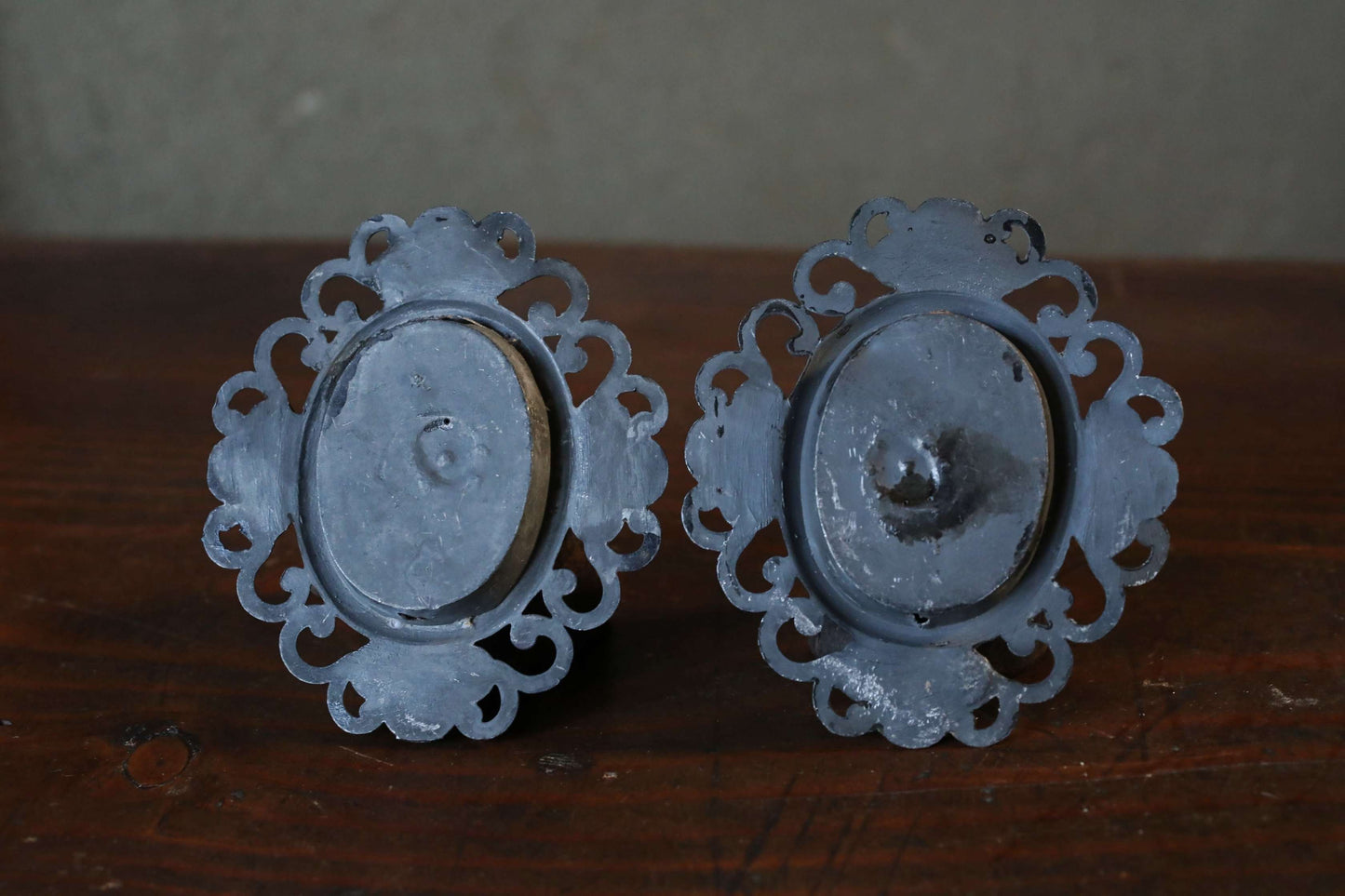 Antique Bronze FUSUMA Pair of Handles: Chrysanthemum & Plum, 1920s