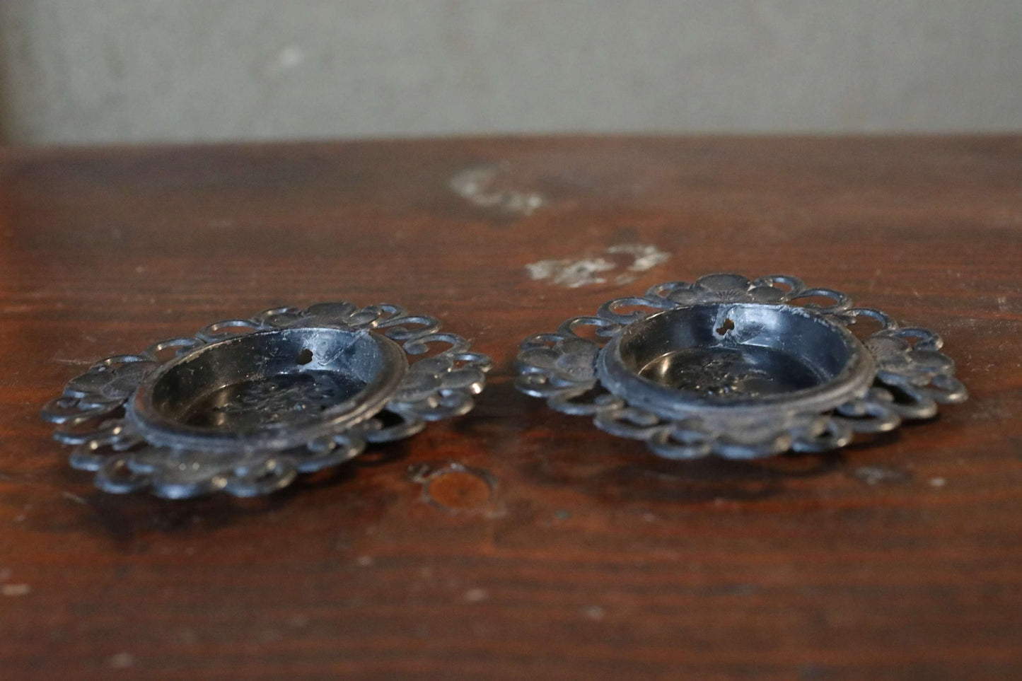 Antique Bronze FUSUMA Pair of Handles: Chrysanthemum & Plum, 1920s