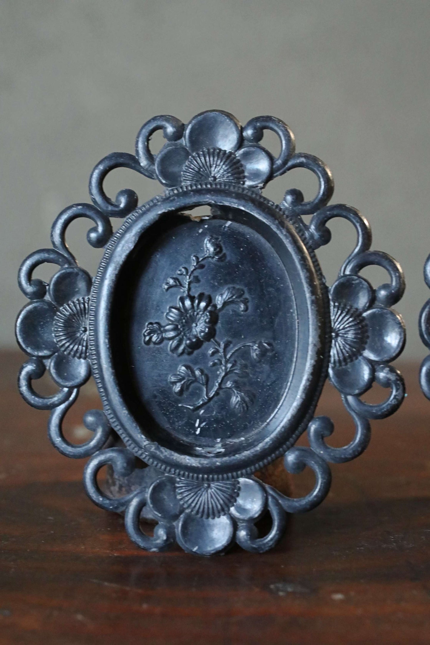 Antique Bronze FUSUMA Pair of Handles: Chrysanthemum & Plum, 1920s