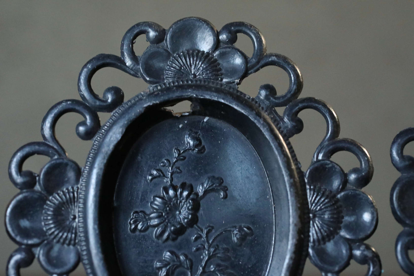 Antique Bronze FUSUMA Pair of Handles: Chrysanthemum & Plum, 1920s