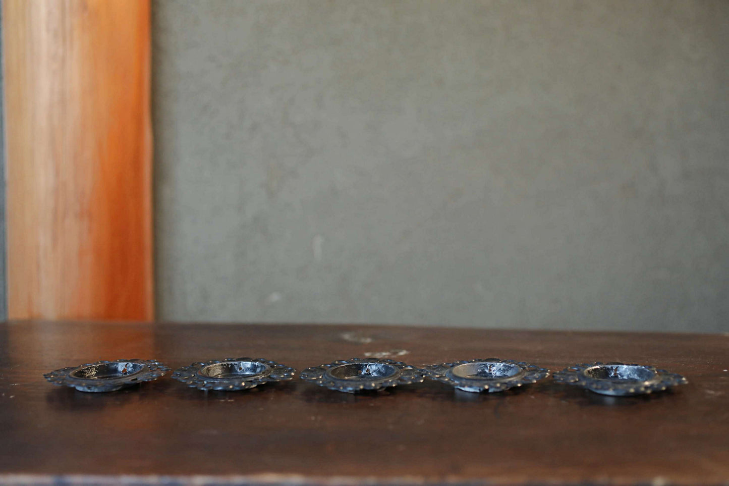 5 set Antique Bronze FUSUMA Handles: Chrysanthemum & Plum, 1920s