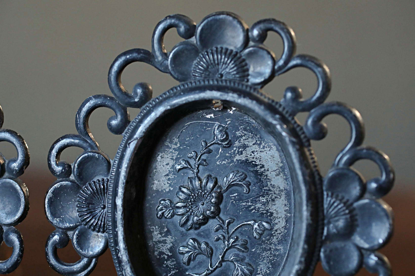 5 set Antique Bronze FUSUMA Handles: Chrysanthemum & Plum, 1920s