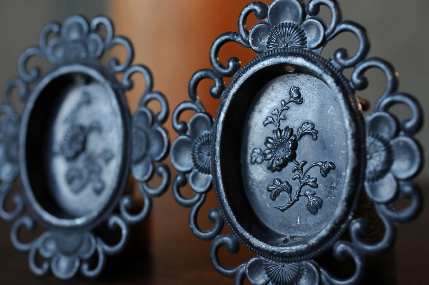 5 set Antique Bronze FUSUMA Handles: Chrysanthemum & Plum, 1920s