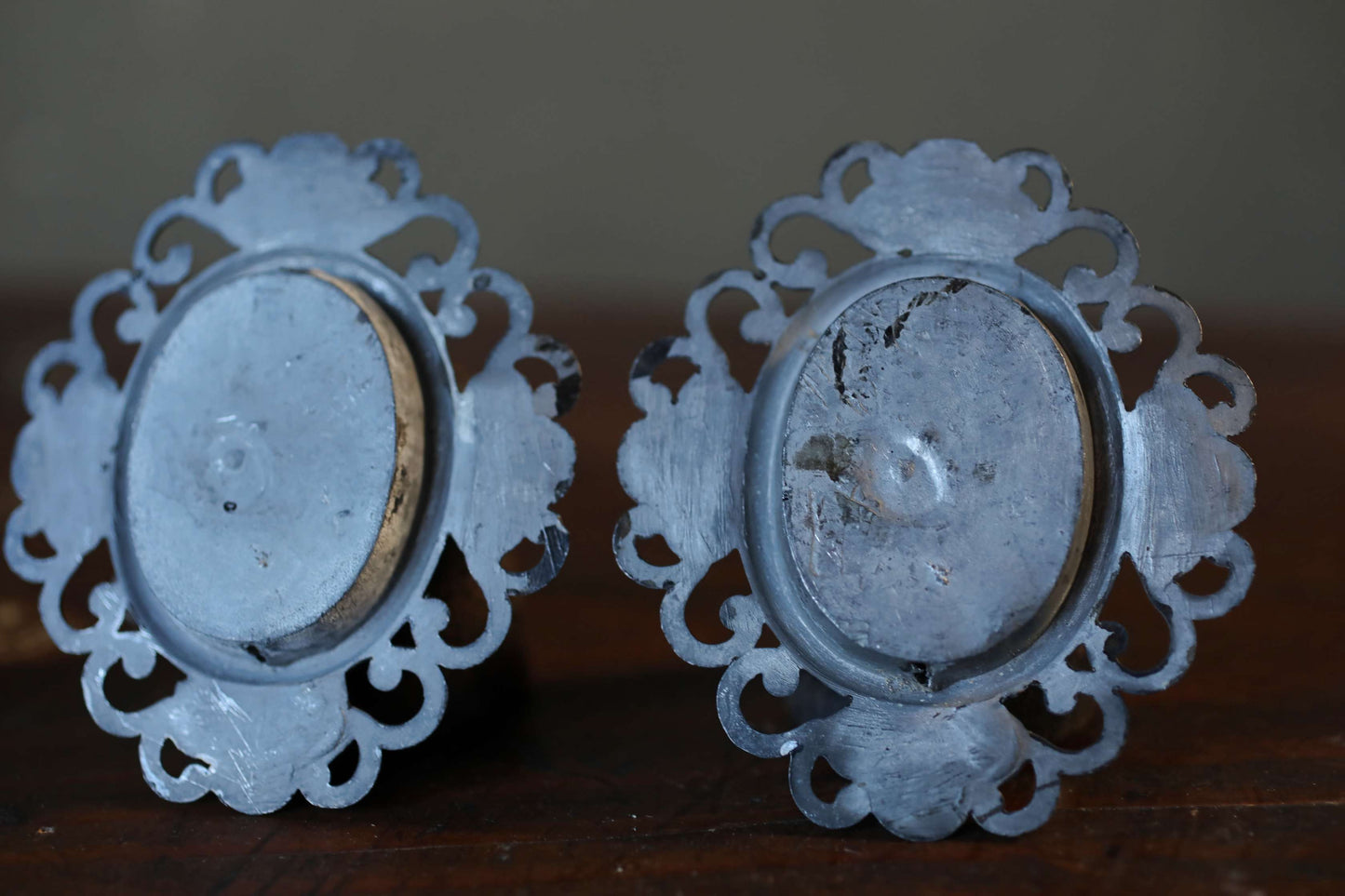 5 set Antique Bronze FUSUMA Handles: Chrysanthemum & Plum, 1920s