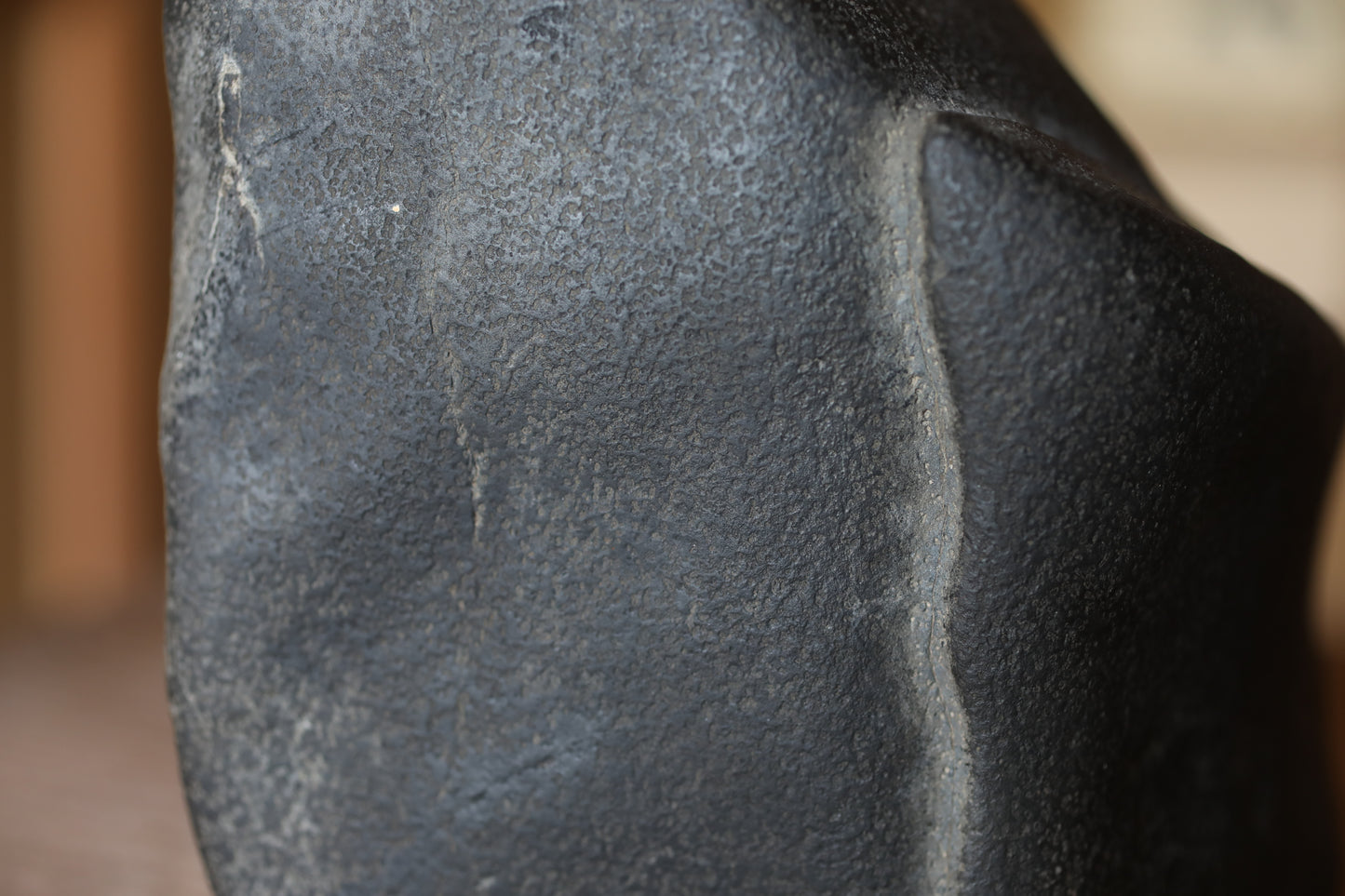 Japanese old "SUISEKI" scholars stone, indoor viewing stone, Seta-gawa stone, with a hand carved pedestal  H6.1xW6.3in/15.5x16cm