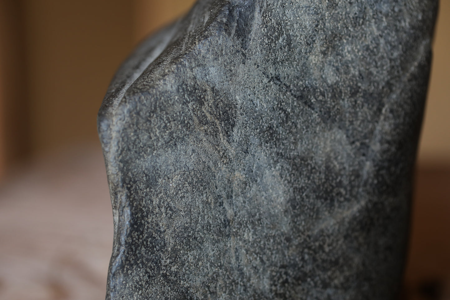 Japanese old "SUISEKI" scholars stone, indoor viewing stone, Seta-gawa stone, with a hand carved pedestal  H6.1xW6.3in/15.5x16cm