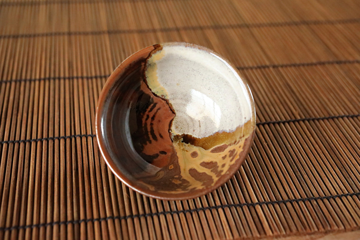 Japanese vintage sake cup, "Takatori ware " handmade with signature,  ochoko for Japanese rice wine, For gift, H1.4×2.8in/3.5x7.1cm