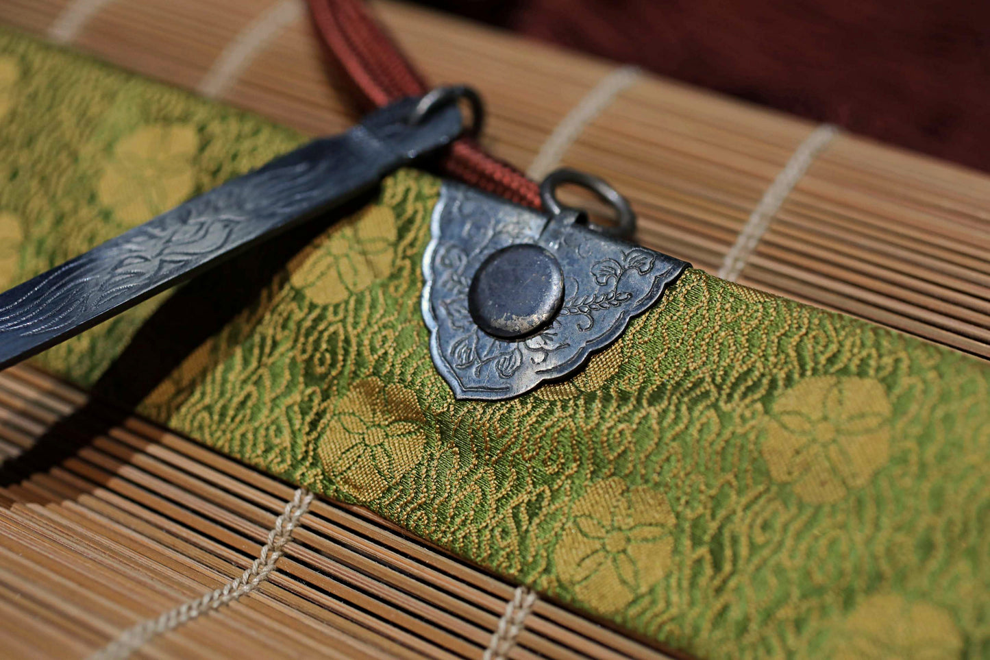 Japanese furniture a pair of bamboo screen, Window Screen Shade Blind hanging roll with silk, hook, tassel H68.1xW20.1in /  H173×W51cm