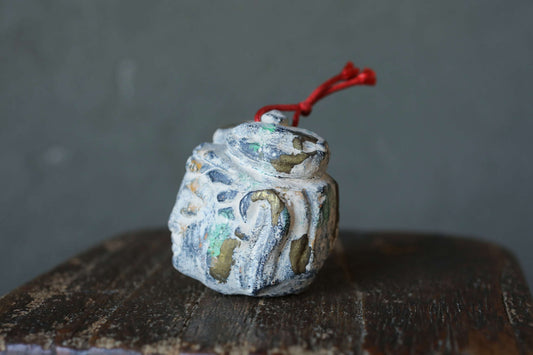 Japanese small pottery bell head of a Buddha statue ornament Paper weight, Christmas Ornaments vintage small bell H2.2in/H5.5cm