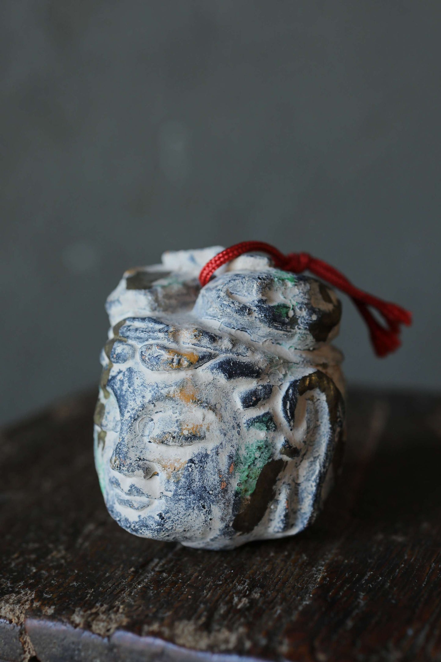 Japanese small pottery bell head of a Buddha statue ornament Paper weight, Christmas Ornaments vintage small bell H2.2in/H5.5cm