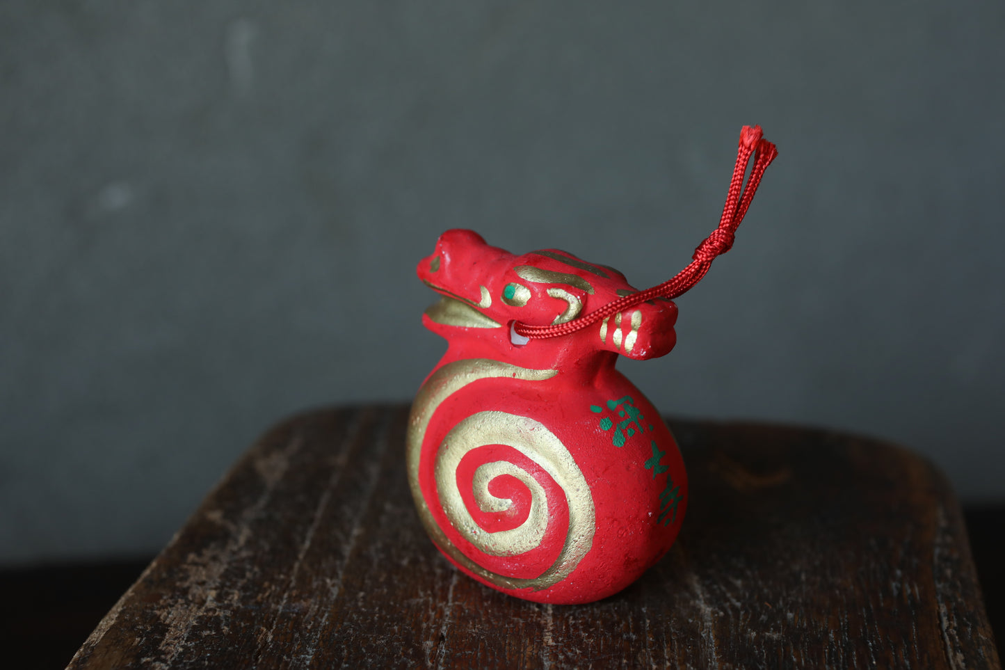 Japanese small pottery bell dragon doll Paper weight, Christmas Ornaments Japanese vintage small bell H2.8in/7cm