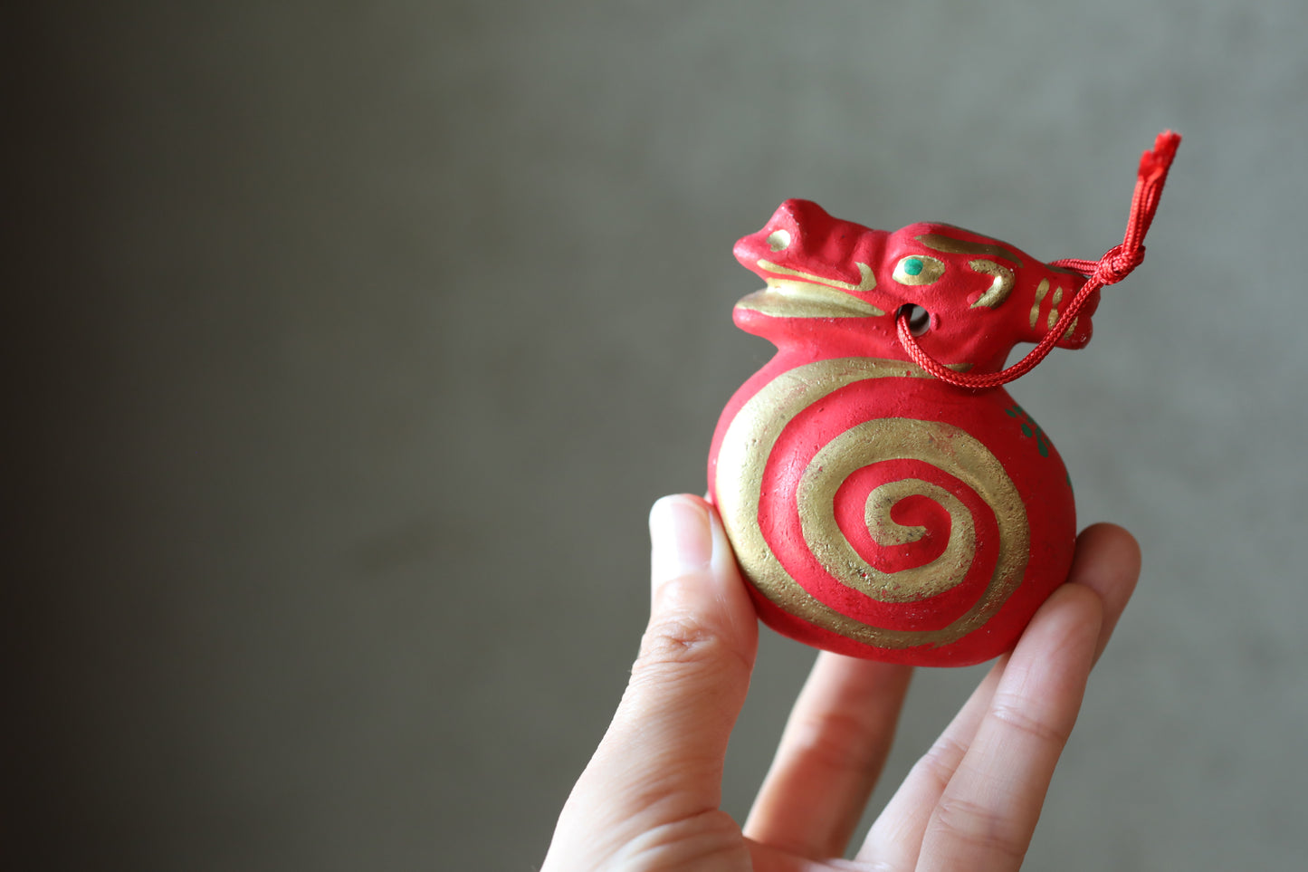 Japanese small pottery bell dragon doll Paper weight, Christmas Ornaments Japanese vintage small bell H2.8in/7cm