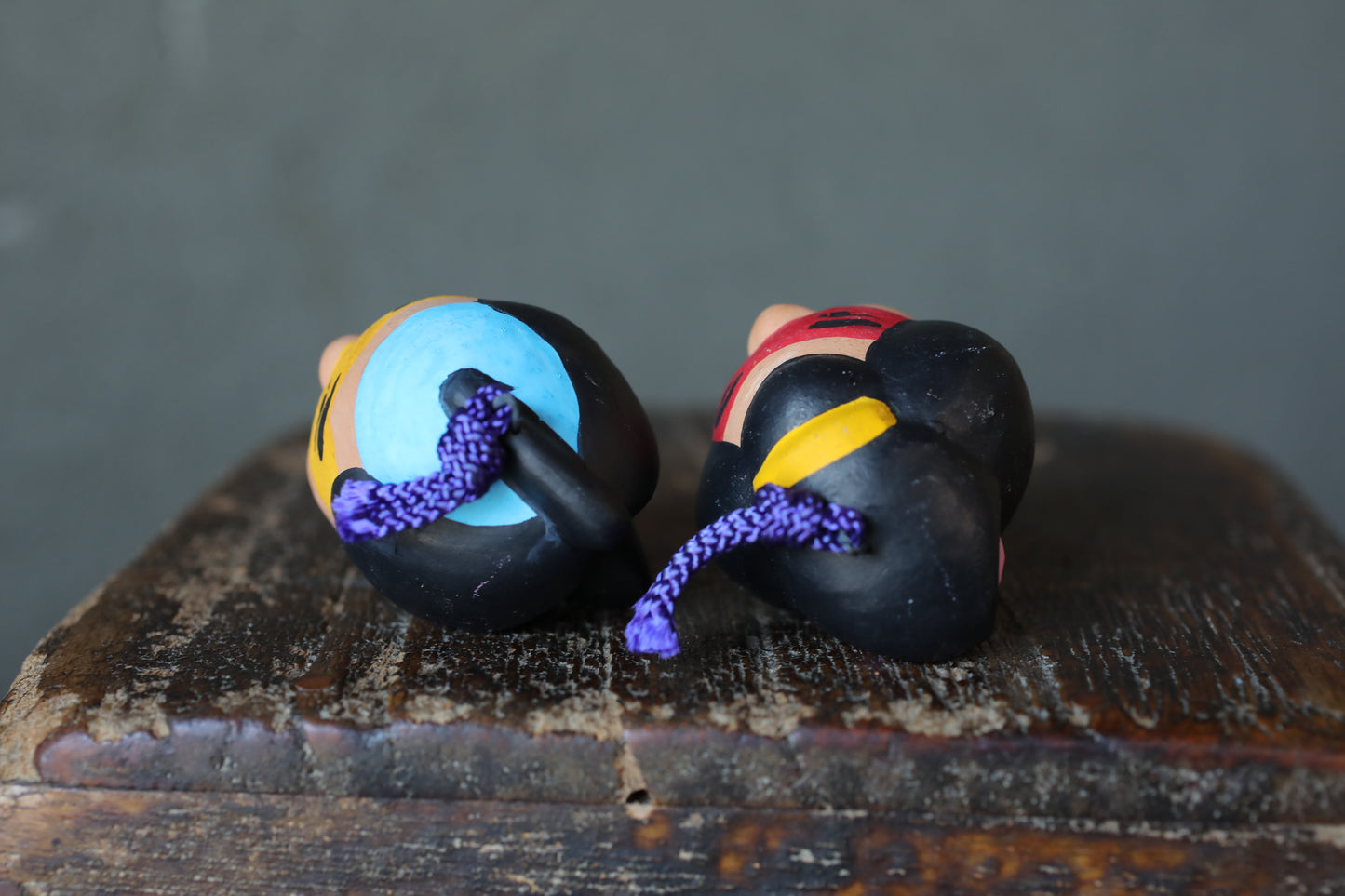 Japanese small pottery bell guys wearing masks ornament Paper weight, Christmas Ornaments Japanese vintage small bell H2in/H5cm