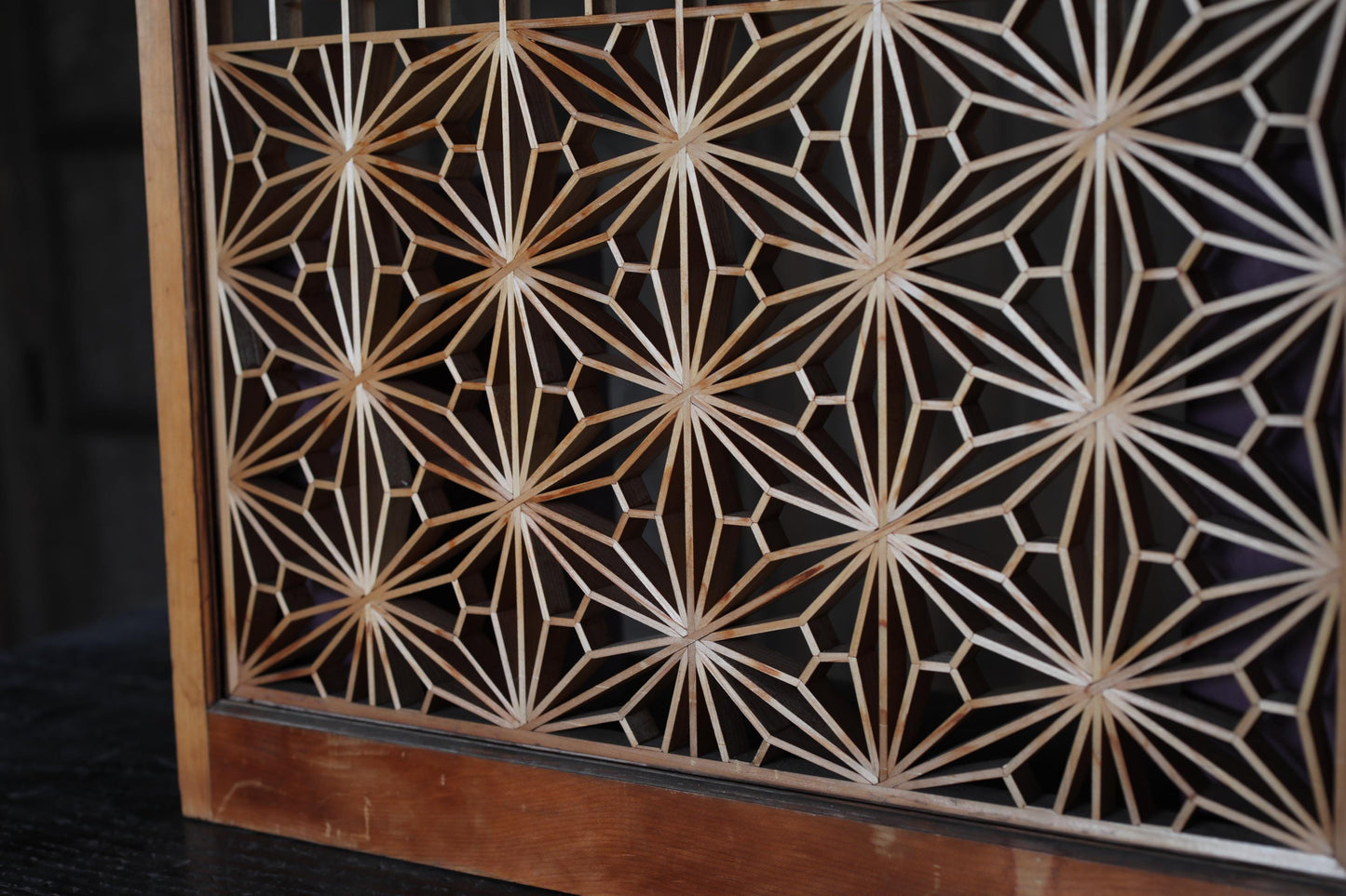 Vintage Japanese Shoji Screen – Kumiko Wood Panel | Japandi Wall Art, Handcrafted Geometric Frame