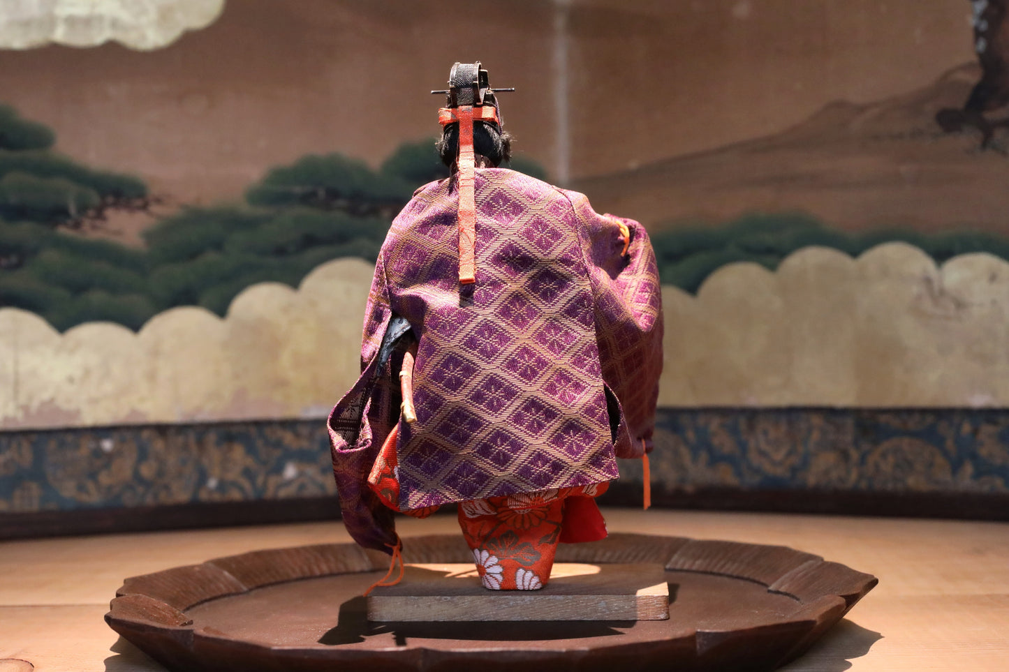 FINE! RARE! Japanese vintage Noh doll Koomote mask mask dancing woman "井筒” made of wood and silk KIMONO for Gift H8.9×5.5in/H22.5×14cm